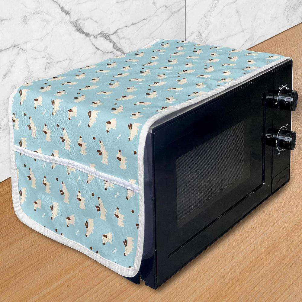 imageAmbesonne Roses Microwave Oven Cover Flowers Petals and Buds on Plain Backdrop Valentines Day Themed Print Water Resistant Organizer with Pockets for Kitchen 36 x 12 Vermilion Emerald WhitePale Blue Redwood