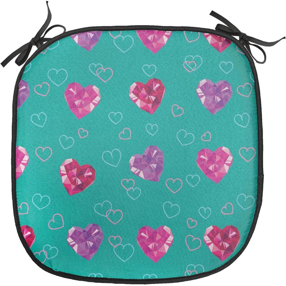 imageAmbesonne Teal Chair Seating Cushion Set of 6 Crystal Hearts and Gemstone Valentines Day Celebrating Romantic Print AntiSlip Seat Padding for Kitchen amp Patio 16x16 Red Fuchsia TealRed Fuchsia Teal