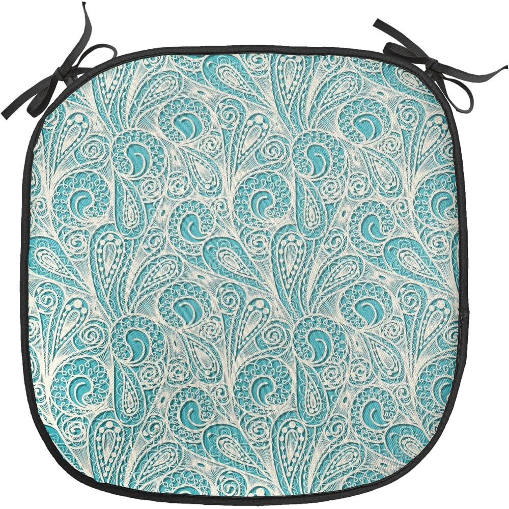 imageAmbesonne Teal Chair Seating Cushion Set of 6 Crystal Hearts and Gemstone Valentines Day Celebrating Romantic Print AntiSlip Seat Padding for Kitchen amp Patio 16x16 Red Fuchsia TealTeal Beige