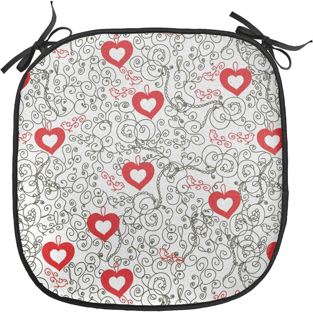 imageAmbesonne Valentines Chair Seating Cushion Set of 2 Arrows of Cupid Mythological Concepts Hearts with Love and Adoration Themes AntiSlip Seat Padding for Kitchen amp Patio 16x16 Black Red WhiteVermilion and Black