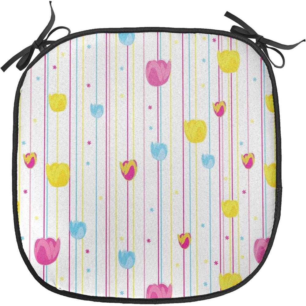imageAmbesonne Valentines Chair Seating Cushion Set of 2 Arrows of Cupid Mythological Concepts Hearts with Love and Adoration Themes AntiSlip Seat Padding for Kitchen amp Patio 16x16 Black Red WhitePink Yellow Pale Blue