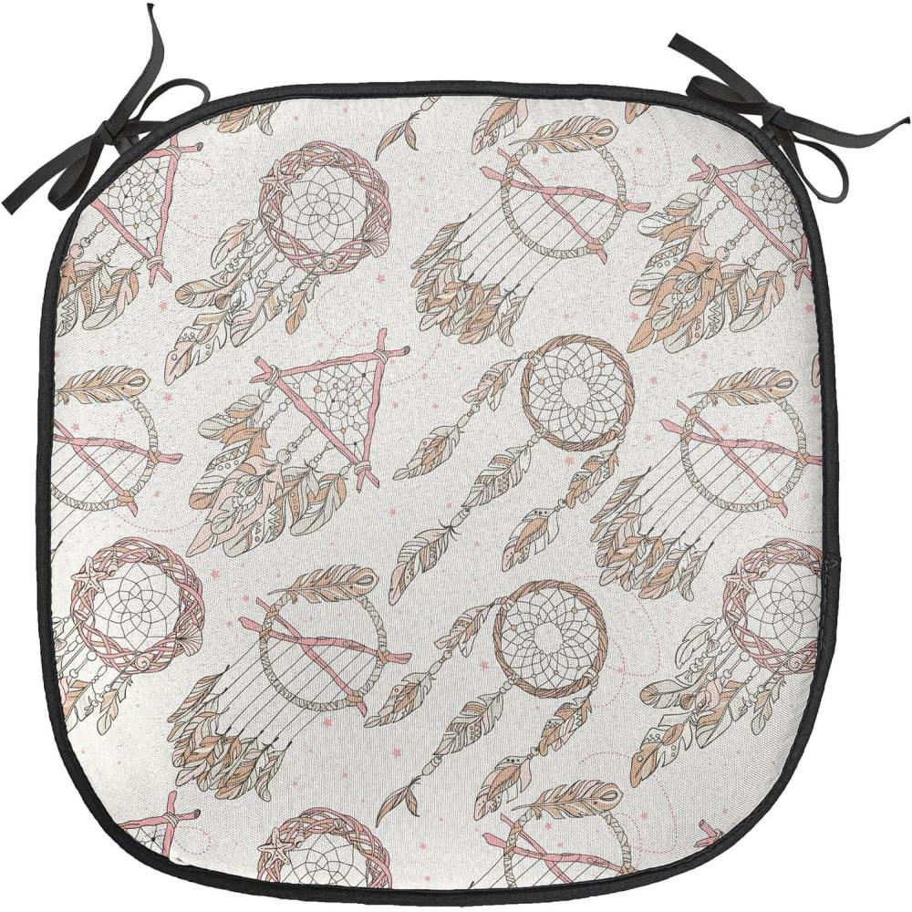 imageAmbesonne Valentines Day Chair Seating Cushion Heart of Love and Romance Hand Drawn Style Romantic Art AntiSlip Seat Padding for Kitchen amp Patio 16x16 Vermilion Pink WhitePale Brown Beige