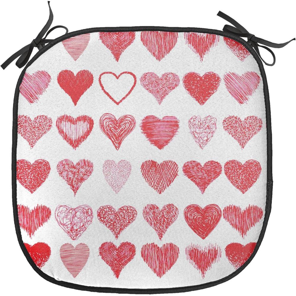 imageAmbesonne Valentines Day Chair Seating Cushion Heart of Love and Romance Hand Drawn Style Romantic Art AntiSlip Seat Padding for Kitchen amp Patio 16x16 Vermilion Pink WhiteVermilion Pink White