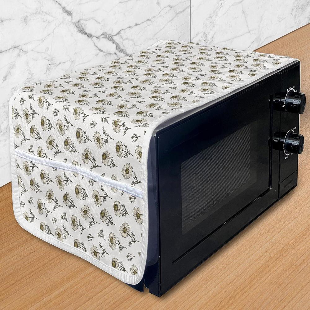 imageAmbesonne Valentines Day Microwave Oven Cover Classic Romantic Rose Flowers Branches Bouquet on Plain Backdrop Water Resistant Organizer with Pockets for Kitchen 36 x 12 White Ruby and GreenWhite Beige Fawn