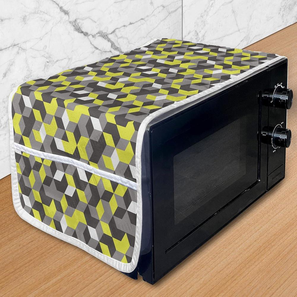 imageAmbesonne Valentines Day Microwave Oven Cover Endless Eternal Love Hand Drawn Hearts in Stripe Row Image Water Resistant Organizer with Pockets for Kitchen 36 x 12 Pale Pink and BlackMustard Yellow
