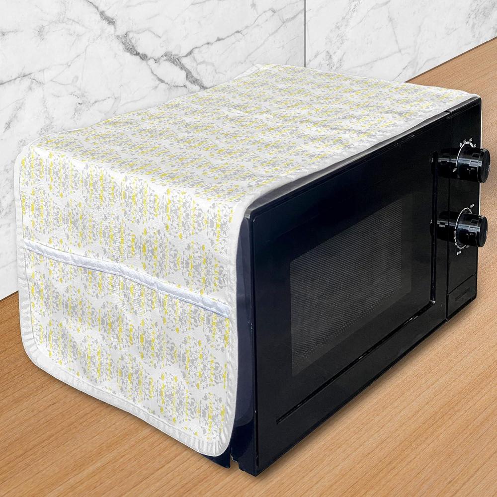 imageAmbesonne Valentines Day Microwave Oven Cover Endless Eternal Love Hand Drawn Hearts in Stripe Row Image Water Resistant Organizer with Pockets for Kitchen 36 x 12 Pale Pink and BlackPale Grey and Marigold