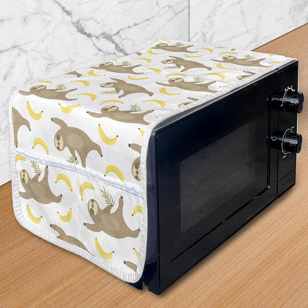imageAmbesonne Valentines Day Microwave Oven Cover Pattern of Continuous Flying Hearts Birds Love is in the Air Water Resistant Organizer with Pockets for Kitchen 36 x 12 Blush and Pale Cadet BlueCocoa White Yellow