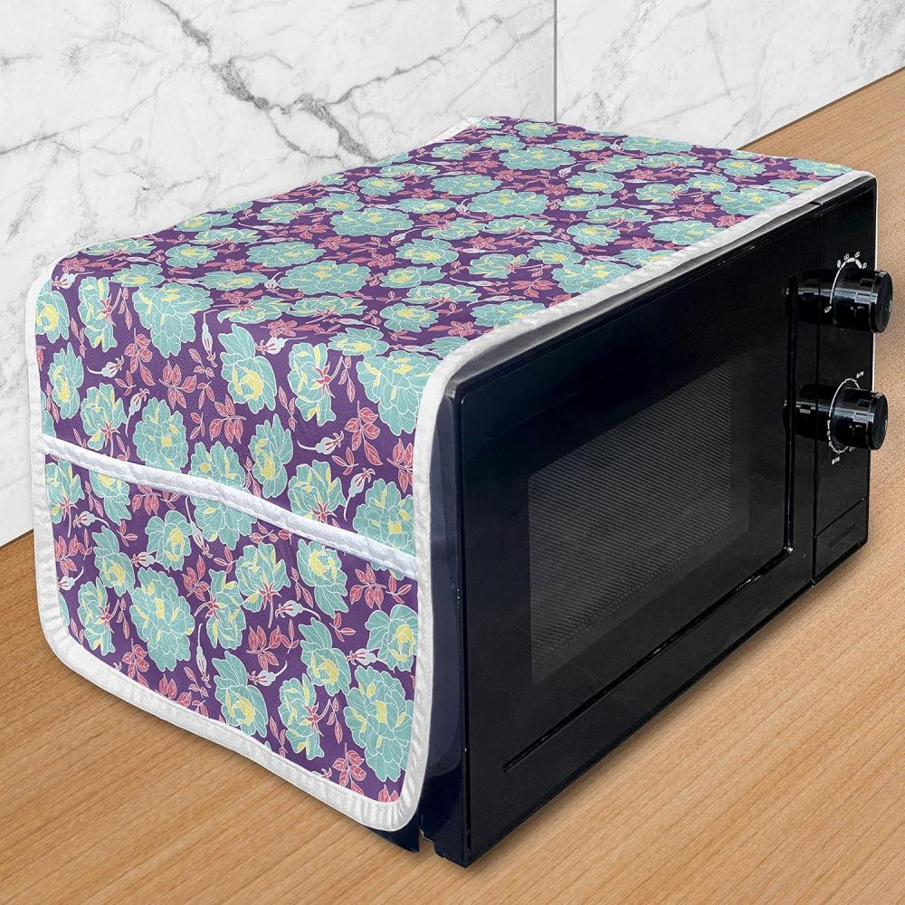imageAmbesonne Valentines Day Microwave Oven Cover Pattern of Continuous Flying Hearts Birds Love is in the Air Water Resistant Organizer with Pockets for Kitchen 36 x 12 Blush and Pale Cadet BlueSeafoam Violet