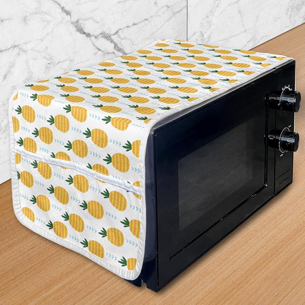imageAmbesonne Valentines Day Microwave Oven Cover Pattern of Continuous Flying Hearts Birds Love is in the Air Water Resistant Organizer with Pockets for Kitchen 36 x 12 Blush and Pale Cadet BlueGreen and Earth Yellow