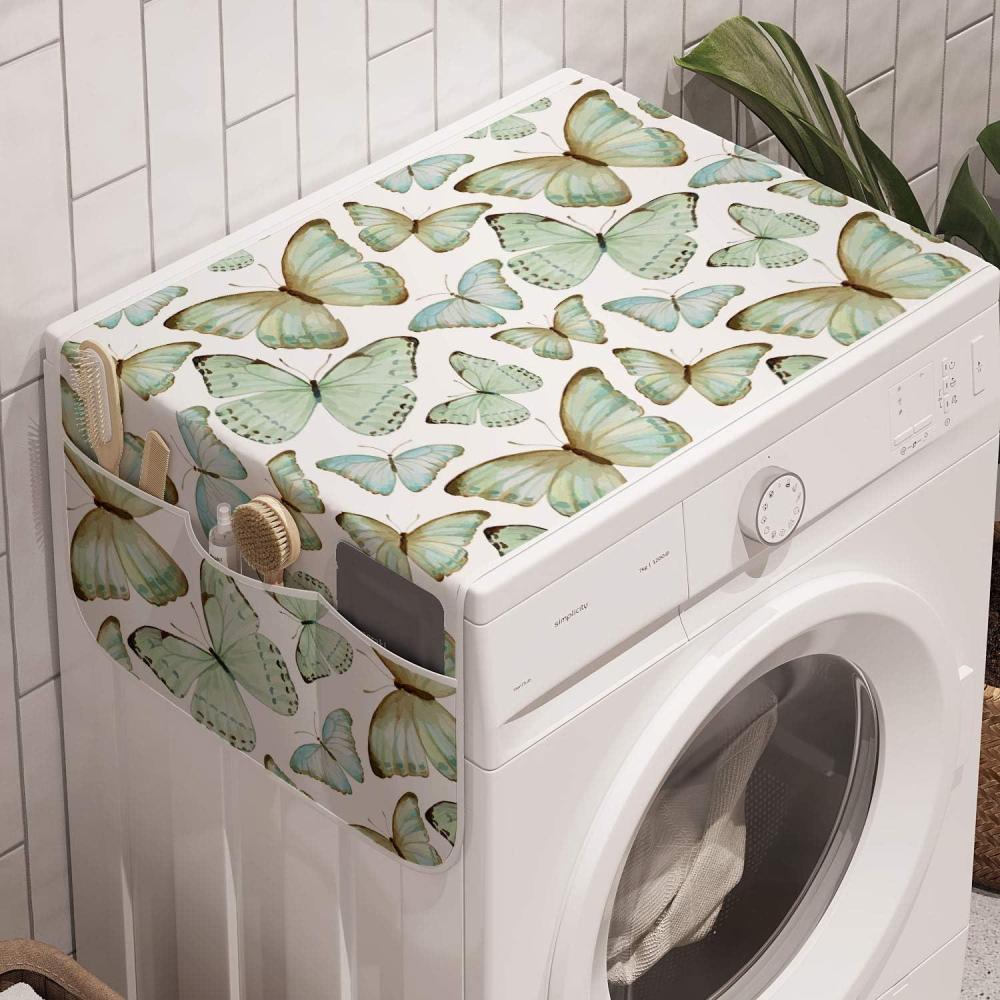 imageAmbesonne Valentines Day Microwave Oven Cover Pattern of Continuous Flying Hearts Birds Love is in the Air Water Resistant Organizer with Pockets for Kitchen 36 x 12 Blush and Pale Cadet BlueWhite Pale Green and Brown