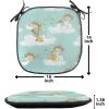 Ambesonne Angel Chair Seating Cushion Set of 2, Medieval Marry Love Angel Playing Music Valentine Cupid Date Dove Marriage, Anti-Slip Seat Padding for Kitchen & Patio, 16″x16″, Eggshell Ruby Caramel(Earth Yellow Seafoam)