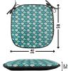 Ambesonne Angel Chair Seating Cushion Set of 2, Medieval Marry Love Angel Playing Music Valentine Cupid Date Dove Marriage, Anti-Slip Seat Padding for Kitchen & Patio, 16″x16″, Eggshell Ruby Caramel(Sea Green Teal White)