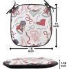 Ambesonne Angel Chair Seating Cushion Set of 2, Medieval Marry Love Angel Playing Music Valentine Cupid Date Dove Marriage, Anti-Slip Seat Padding for Kitchen & Patio, 16″x16″, Eggshell Ruby Caramel(Vermilion White Grey)
