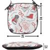 Ambesonne Angel Chair Seating Cushion Set of 2, Medieval Marry Love Angel Playing Music Valentine Cupid Date Dove Marriage, Anti-Slip Seat Padding for Kitchen & Patio, 16″x16″, Eggshell Ruby Caramel(Vermilion White Grey)