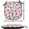 Ambesonne Feminine Chair Seating Cushion Set of 4, Pattern of Lipstick Kiss Marks Woman Valentines Wedding Theme Illustration, Anti-Slip Seat Padding for Kitchen & Patio, 16″x16″, White Red(Red Green)
