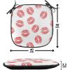 Ambesonne Feminine Chair Seating Cushion Set of 4, Pattern of Lipstick Kiss Marks Woman Valentines Wedding Theme Illustration, Anti-Slip Seat Padding for Kitchen & Patio, 16″x16″, White Red(White Red)