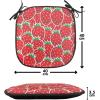Ambesonne Fruits Chair Seating Cushion Set of 8, Retro Valentine Theme with Strawberry Love Happiness Merry Lucky Image, Anti-Slip Seat Padding for Kitchen & Patio, 16″x16″, Eggshell Ruby Army Green(Red Hunter Green)