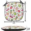 Ambesonne Fruits Chair Seating Cushion Set of 8, Retro Valentine Theme with Strawberry Love Happiness Merry Lucky Image, Anti-Slip Seat Padding for Kitchen & Patio, 16″x16″, Eggshell Ruby Army Green(Peach Lime Green Red)