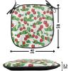 Ambesonne Fruits Chair Seating Cushion Set of 8, Retro Valentine Theme with Strawberry Love Happiness Merry Lucky Image, Anti-Slip Seat Padding for Kitchen & Patio, 16″x16″, Eggshell Ruby Army Green(Red Fern Green White)