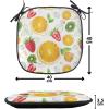 Ambesonne Fruits Chair Seating Cushion Set of 8, Retro Valentine Theme with Strawberry Love Happiness Merry Lucky Image, Anti-Slip Seat Padding for Kitchen & Patio, 16″x16″, Eggshell Ruby Army Green(Earth Yellow Lime Green)
