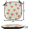 Ambesonne Fruits Chair Seating Cushion Set of 8, Retro Valentine Theme with Strawberry Love Happiness Merry Lucky Image, Anti-Slip Seat Padding for Kitchen & Patio, 16″x16″, Eggshell Ruby Army Green(Pale Green Red)