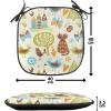 Ambesonne Fruits Chair Seating Cushion Set of 8, Retro Valentine Theme with Strawberry Love Happiness Merry Lucky Image, Anti-Slip Seat Padding for Kitchen & Patio, 16″x16″, Eggshell Ruby Army Green(Green Brown Pale Blue)