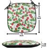 Ambesonne Fruits Chair Seating Cushion Set of 8, Retro Valentine Theme with Strawberry Love Happiness Merry Lucky Image, Anti-Slip Seat Padding for Kitchen & Patio, 16″x16″, Eggshell Ruby Army Green(Red Fern Green White)