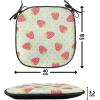 Ambesonne Fruits Chair Seating Cushion Set of 8, Retro Valentine Theme with Strawberry Love Happiness Merry Lucky Image, Anti-Slip Seat Padding for Kitchen & Patio, 16″x16″, Eggshell Ruby Army Green(Pale Green Red)