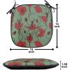 Ambesonne Poppy Flower Chair Seating Cushion, Leaves and Petals Watercolors Bouquet Romance Inspiration Valentines Day, Anti-Slip Seat Padding for Kitchen & Patio, 16″x16″, Green Pink Cream(Green Chestnut Brown Red)
