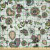 Ambesonne Romantic Fabric by The Yard, Valentines Day Love You Calligraphy with Hearts Pastel Colored Design, Microfiber Fabric for Arts and Crafts Textiles & Decor, 2 Yards, Pink Teal(Cream Pink)