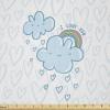 Ambesonne Romantic Fabric by The Yard, Valentines Day Love You Calligraphy with Hearts Pastel Colored Design, Microfiber Fabric for Arts and Crafts Textiles & Decor, 2 Yards, Pink Teal(Pale Blue)