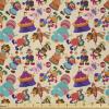 Ambesonne Romantic Fabric by The Yard, Valentines Day Love You Calligraphy with Hearts Pastel Colored Design, Microfiber Fabric for Arts and Crafts Textiles & Decor, 2 Yards, Pink Teal(Purple Beige)