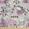 Ambesonne Romantic Fabric by The Yard, Valentines Day Love You Calligraphy with Hearts Pastel Colored Design, Microfiber Fabric for Arts and Crafts Textiles & Decor, 2 Yards, Pink Teal(Pink Dust)