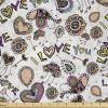 Ambesonne Romantic Fabric by The Yard, Valentines Day Love You Calligraphy with Hearts Pastel Colored Design, Microfiber Fabric for Arts and Crafts Textiles & Decor, 2 Yards, Pink Teal(Cream Pink)