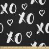 Ambesonne Romantic Fabric by The Yard, Valentines Day Love You Calligraphy with Hearts Pastel Colored Design, Microfiber Fabric for Arts and Crafts Textiles & Decor, 2 Yards, Pink Teal(Black White)