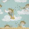 Ambesonne Romantic Fabric by The Yard, Valentines Day Love You Calligraphy with Hearts Pastel Colored Design, Microfiber Fabric for Arts and Crafts Textiles & Decor, 2 Yards, Pink Teal(Yellow Seafoam)