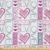 Ambesonne Romantic Fabric by The Yard, Valentines Day Love You Calligraphy with Hearts Pastel Colored Design, Microfiber Fabric for Arts and Crafts Textiles & Decor, 2 Yards, Pink Teal(Pink Teal)