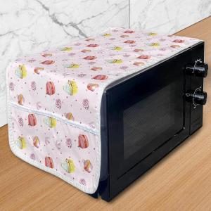 Ambesonne Cupcake Microwave Oven Cover, Wedding Celebration Muffins with Whipped Cream Roses Dots Valentines Day Theme, Water Resistant Organizer with Pockets for Kitchen, 36″ x 12″, Multicolor(Multicolor)
