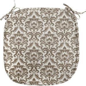 Ambesonne Feminine Chair Seating Cushion Set of 4, Pattern of Lipstick Kiss Marks Woman Valentines Wedding Theme Illustration, Anti-Slip Seat Padding for Kitchen & Patio, 16″x16″, White Red(Army Green Cream)