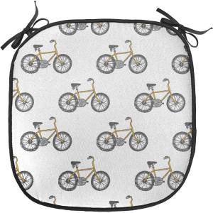 Ambesonne Feminine Chair Seating Cushion Set of 4, Pattern of Lipstick Kiss Marks Woman Valentines Wedding Theme Illustration, Anti-Slip Seat Padding for Kitchen & Patio, 16″x16″, White Red(Mustard Black)