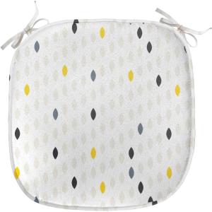 Ambesonne Feminine Chair Seating Cushion Set of 4, Pattern of Lipstick Kiss Marks Woman Valentines Wedding Theme Illustration, Anti-Slip Seat Padding for Kitchen & Patio, 16″x16″, White Red(Yellow White Grey)