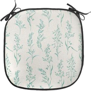 Ambesonne Feminine Chair Seating Cushion Set of 4, Pattern of Lipstick Kiss Marks Woman Valentines Wedding Theme Illustration, Anti-Slip Seat Padding for Kitchen & Patio, 16″x16″, White Red(Green Cream)