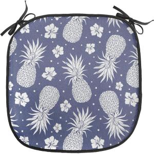 Ambesonne Fruits Chair Seating Cushion Set of 8, Retro Valentine Theme with Strawberry Love Happiness Merry Lucky Image, Anti-Slip Seat Padding for Kitchen & Patio, 16″x16″, Eggshell Ruby Army Green(Lavender White)