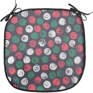 Ambesonne Fruits Chair Seating Cushion Set of 8, Retro Valentine Theme with Strawberry Love Happiness Merry Lucky Image, Anti-Slip Seat Padding for Kitchen & Patio, 16″x16″, Eggshell Ruby Army Green(Dark Taupe Sea Green)