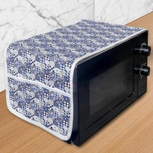 Ambesonne Hot Pink Microwave Oven Cover, Valentine’s Day Inspired Black Mini Hearts on Fuchsia Backdrop Abstract Design, Water Resistant Organizer with Pockets for Kitchen, 36″ x 12″, Fuchsia Black(Blue Navy Blue White)