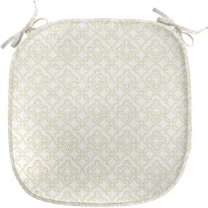 Ambesonne Pearls Chair Seating Cushion Set of 6, Dotted Heart Pattern Love Themed Illustration Valentines Day Adornment, Anti-Slip Seat Padding for Kitchen & Patio, 16″x16″, Blush Cream Red(Cream Tan)