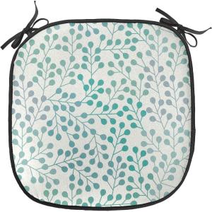 Ambesonne Poppy Flower Chair Seating Cushion, Leaves and Petals Watercolors Bouquet Romance Inspiration Valentines Day, Anti-Slip Seat Padding for Kitchen & Patio, 16″x16″, Green Pink Cream(Teal Grey Cream)