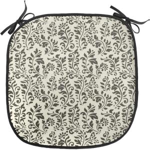 Ambesonne Poppy Flower Chair Seating Cushion, Leaves and Petals Watercolors Bouquet Romance Inspiration Valentines Day, Anti-Slip Seat Padding for Kitchen & Patio, 16″x16″, Green Pink Cream(Cream Dark Taupe)