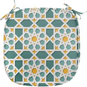 Ambesonne Poppy Flower Chair Seating Cushion, Leaves and Petals Watercolors Bouquet Romance Inspiration Valentines Day, Anti-Slip Seat Padding for Kitchen & Patio, 16″x16″, Green Pink Cream(Teal Marigold)
