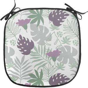 Ambesonne Poppy Flower Chair Seating Cushion, Leaves and Petals Watercolors Bouquet Romance Inspiration Valentines Day, Anti-Slip Seat Padding for Kitchen & Patio, 16″x16″, Green Pink Cream(Eggplant Green Grey)
